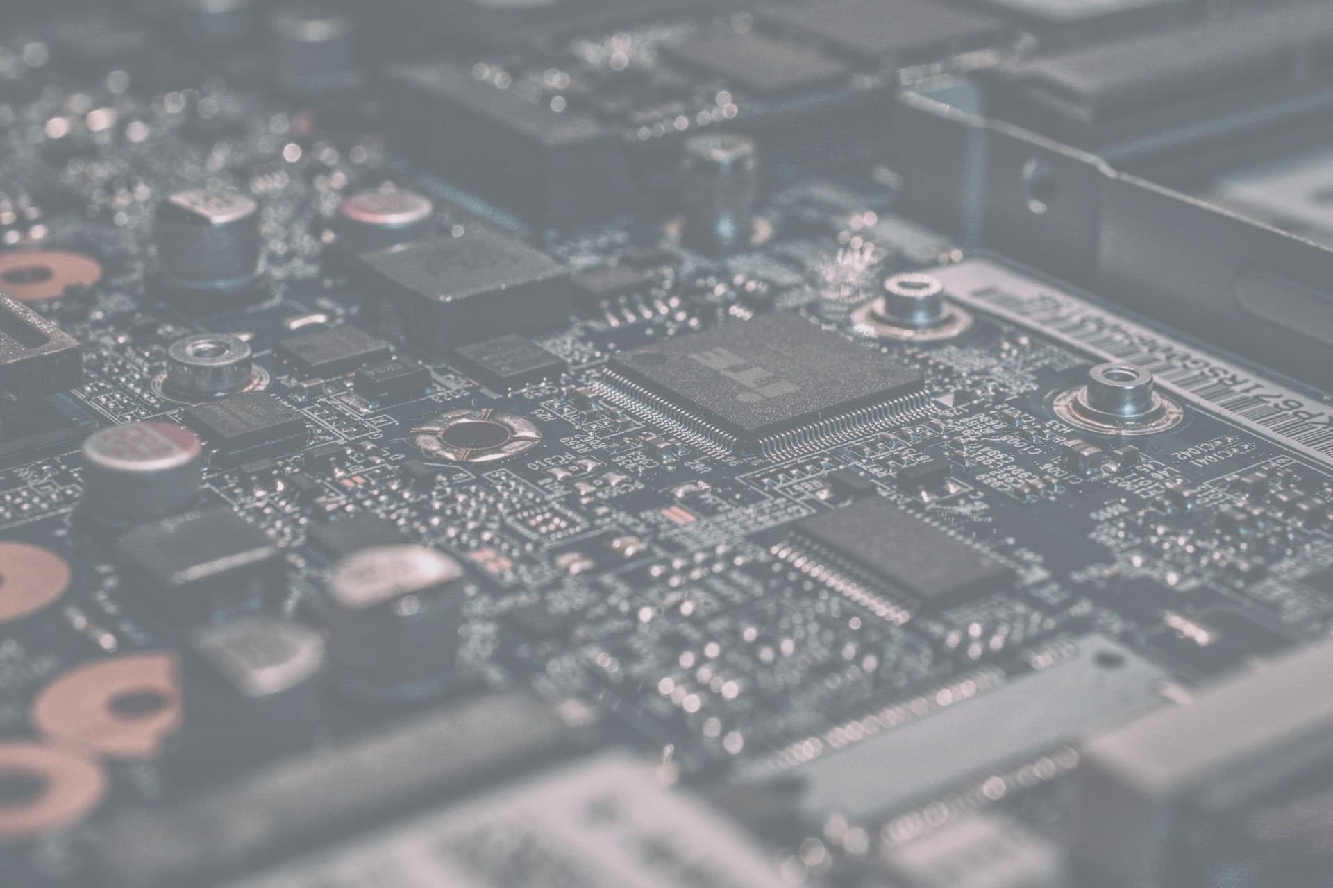 Macro view of an illuminated circuit board